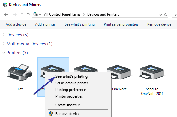 תור הדפסה ברור של Windows 10 05