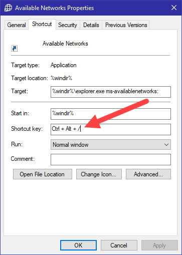 Klávesová skratka dostupných sietí Win10 - priradenie skratky