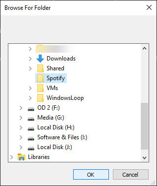 Spotify ดาวน์โหลดสถาน-Windows-10-เลือกโฟลเดอร์