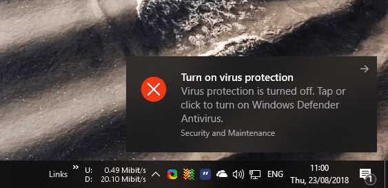 Windows försvarare realtidsskydd