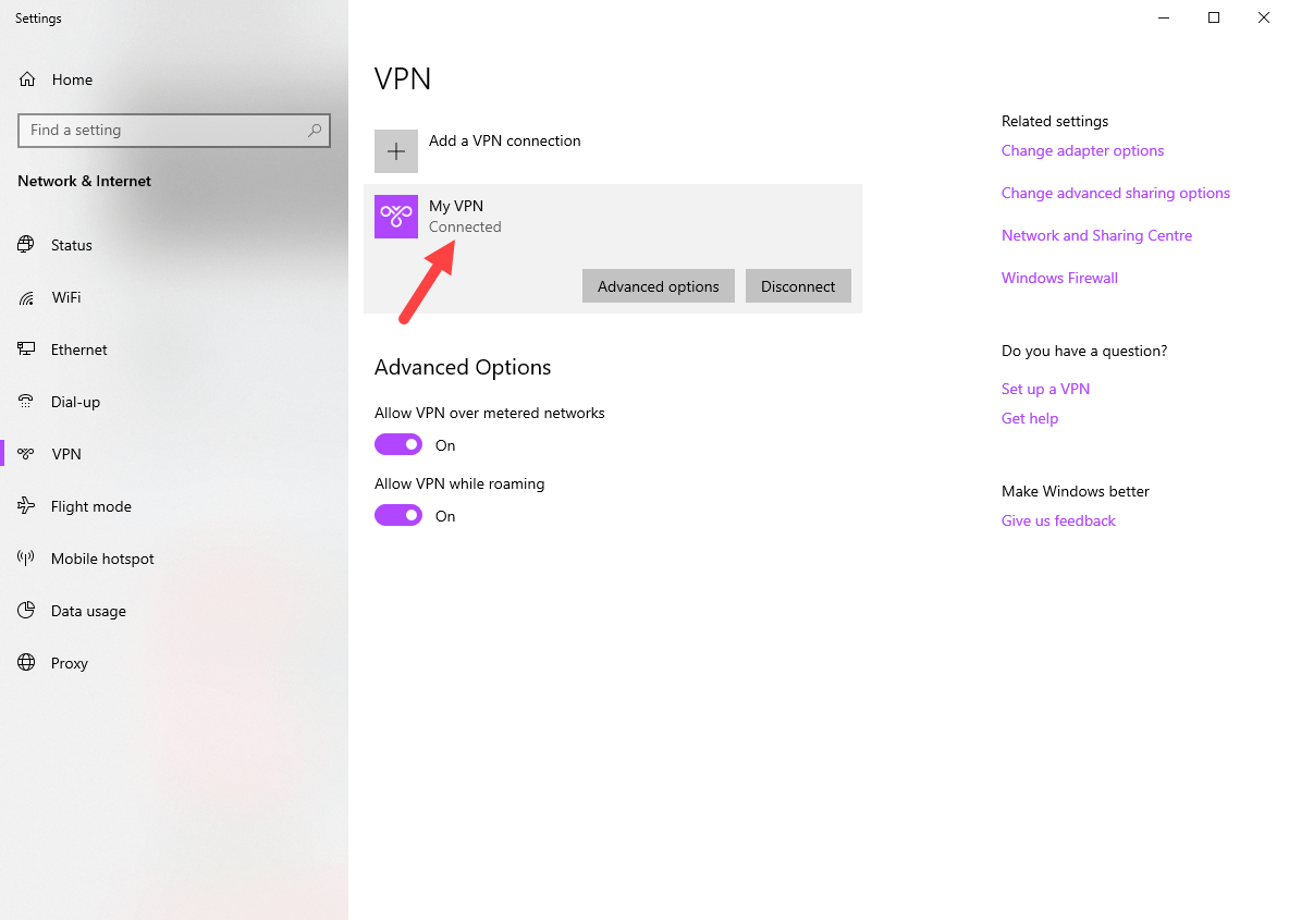 خيارات Windows vpn - VPN متصلة